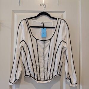 NWT Tach Clothing x Free People Black and White Front Corset Design Top - XL
